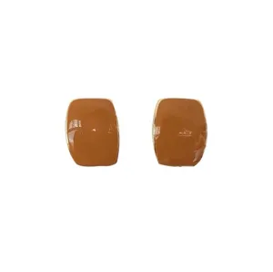 Boucles d'oreilles rectangulaires en émail chic pour femmes, rétro caramel bijoux.