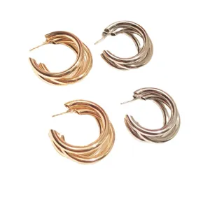 Koreanische Stil Metall übertriebene Ohrringe Damen S925 Silber Nadel C-förmige mehrschichtige Mode Schmuck