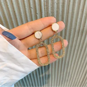 Koreaanse Stijl Legering Strass Geometrische Oorknopjes Met 925 Sterling Zilver Stift Mode Trendy Vrouwen Sieraden