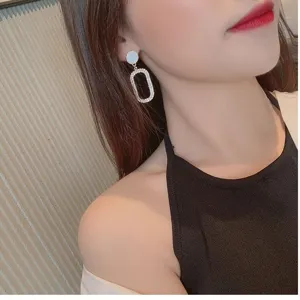 Elegante geometrische strass lange oorknopjes voor dames mode chic sieraden design