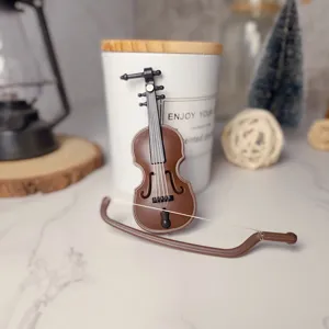 Christmas miniature violin model toy dollhouse scene decorative prop micro landscape ornaments