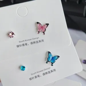 Bunte Schmetterling Ohrstecker Harz Strass Mit 925 Silber Ohrringpfosten Süß Schmuck Geschenk Für Damen