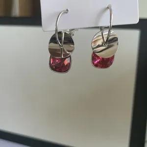 Silberne quadratische Kristall Ohrringe für Damen, trendiger Nischen-Design Schmuck.