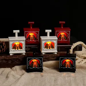 Puppenhaus Miniatur LED Kamin Ornament Harz Leuchtendes Mini Kamin Modell Elektronische Kerze Licht Heim Dekor