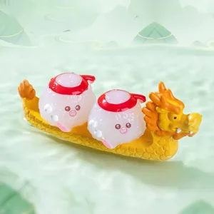 Cute dragon boat zongzi figurine micro landscape desktop resin ornament for festival gift decoration