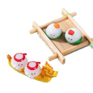 Cute Dragon Boat Festival zongzi miniature resin figurine desktop cartoon ornament gift.