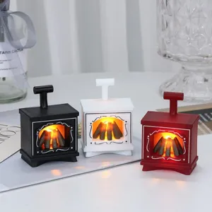 Mini LED Kamin Puppenhaus Dekoration, kreative Nachtlicht elektronische Kerze Tischornamente.