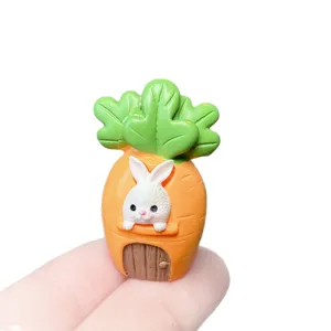 Cute carrot rabbit house resin cabochon DIY charm for phone case decoration and handmade crafts accessory