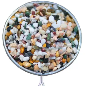 Multi-colored natural decorative pebbles and small stones for aquarium landscaping and potted plants