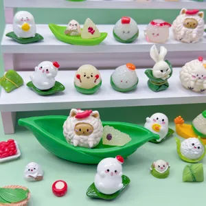 Dragon Boat Festival zongzi mini blind box toys, cute animal figures for kids gifts.