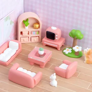 Miniature Dollhouse Resin Furniture Kitchen Bathroom Living Room DIY Micro Landscape Decorative Accessories Miniature Ornaments