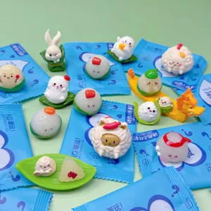 Dragon boat festival zongzi blind box toy set, cute mini cartoon rice dumpling animal figures.