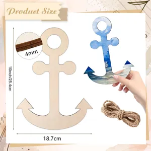 Unfinished wooden nautical anchor hanging pendant DIY ocean theme party decoration 25.4cm