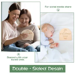 Plaque milestone bébé en bois double face Hello World accessoire photo nouveau-né