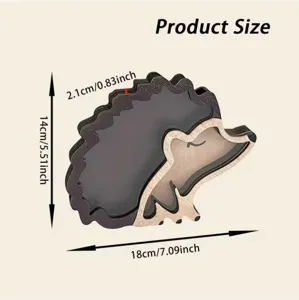 Wooden hedgehog piggy bank money box coin cash container cute animal saving jar for kids room