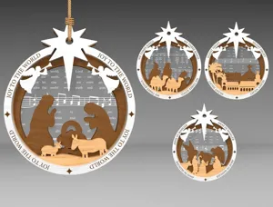 Kerstdecoratie Hout Acryl Kerststal Kerstboom Hangende Ornament Cadeau Feest Deco