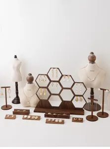 Supporto espositore per gioielli vintage in legno orecchini collana set vetrina negozio