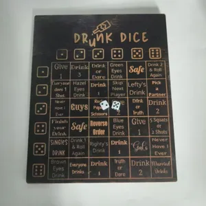 Tablero de juego de dados para beber de madera juego de fiesta divertido para adultos.