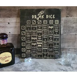 Juego de beber de madera tablero de dados para adultos fiesta reglas divertidas set bar