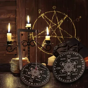 Planle Pendule en Bois avec Cube de Métatron et Détails de Signe de Divination Autel