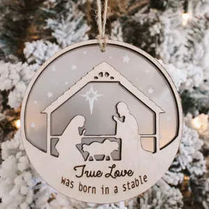 Houten acryl kerst kerststal hangend ornament boom hanger mooie vakantie decoratie