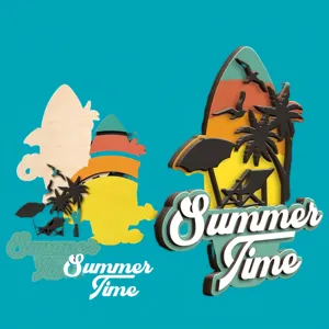 Summer beach wooden door hanger surf board wall decor for home and holiday party.