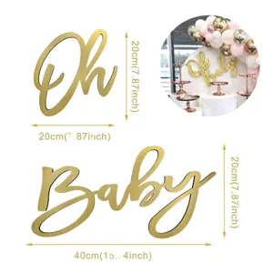 Lettere in legno Oh Baby dorate decorazione murale festa oggetti di scena fotografia baby shower.