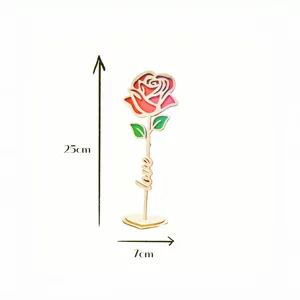 Adorno de mesa flor de rosa de madera con amor 25cm decoracion de boda romantica