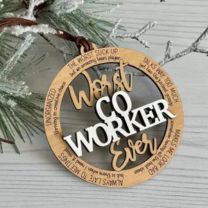 Wooden Funny Coworker Christmas Tree Ornament Hanging Holiday Decoration Gift Idea