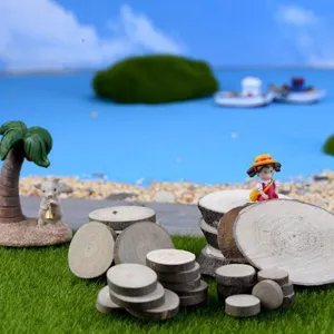 Mini wooden slices round log slices for micro landscape DIY crafts and succulent plant base.
