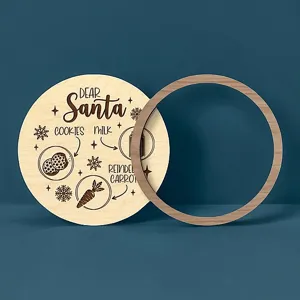 Wooden Christmas treats board for Santa cookies milk and carrots holiday decor tray set