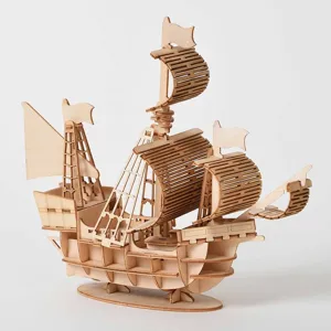 Wooden DIY Stereo Assembly Model Sailboat Children Parent-Child Handmade Wooden Puzzle Educational Toy Home Decor