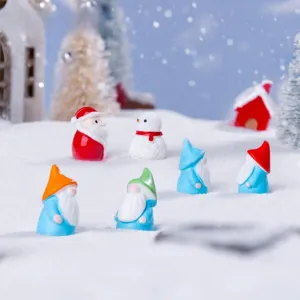 Mini figuritas de resina de gnomo de Navidad para decoración de micropaisaje de nieve.