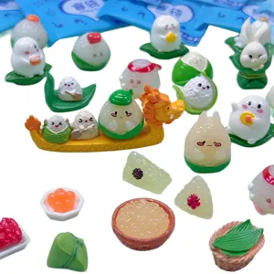 Conjunto de juguetes de miniatura de bolsa sorpresa zongzi del festival de botes de dragon.