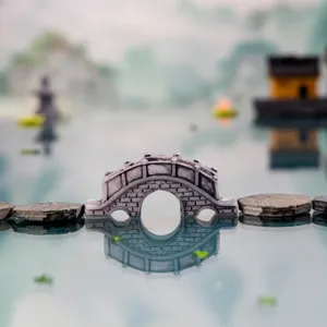 Adorno de puente de arco de resina en miniatura para decoración de paisaje de jardín