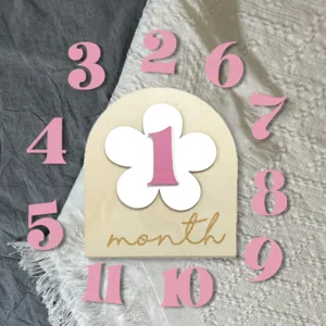 Wooden Baby Milestone Monthly Cards Newborn Photography Props Wooden Milestone Discs Baby Growth Record Cards Gift
