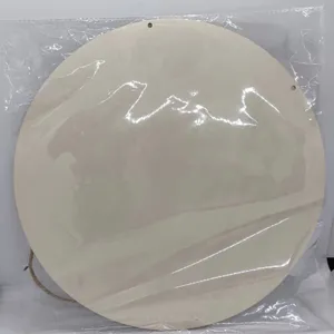 Detailed view of blank round wooden slice for DIY crafts, laser engraving and hanging sign projects.