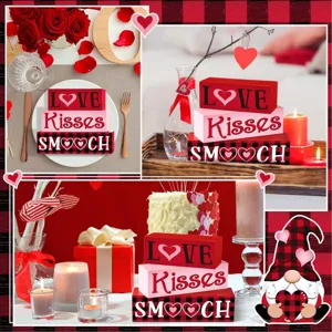 Saint Valentin bloc de bois plateau decor ferme amour signe table centrepiece cadeau