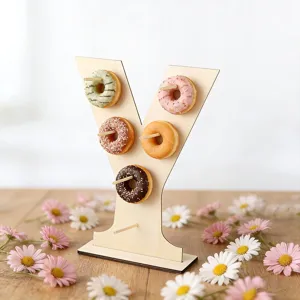 Wooden donut display stand Y-shaped dessert holder for wedding party dessert table.
