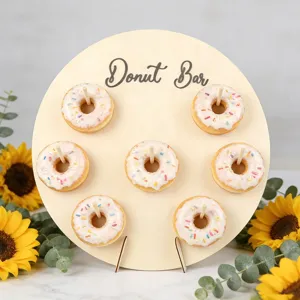 Wooden Donut Bar Display Stand Wedding Party Dessert Holder Tiered Wood Doughnut Tray