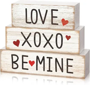 Ensemble de blocs en bois Saint Valentin plateau decors panneau table ferme cadeau