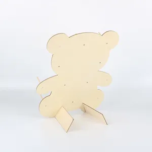 Wooden bear dessert display stand for donuts, parties, and weddings. Premium wooden party decor.