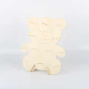 Wooden bear donut display stand dessert holder wedding party biscuit shelf pastry rack wood decor