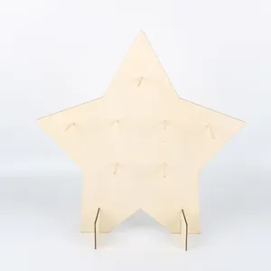 Wooden star dessert display stand pegboard for party wedding donut holder detail shot