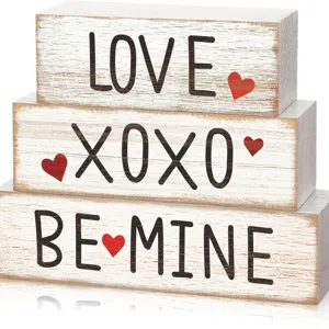Saint Valentin blocs de bois rustiques deco amour xoxo sois mien centre de table cadeaux