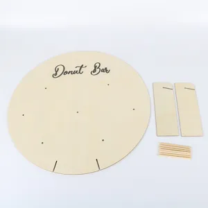 Wooden donut display stand parts round board support feet wedding party dessert table decor