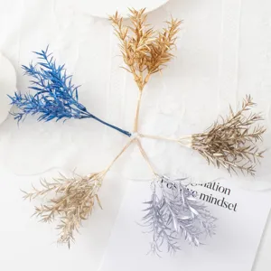 Artificial glitter star grass branches, small bunch flowers for home and wedding DIY decor.