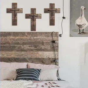 3-piece wooden cross wall decor with faith hope love words rustic farmhouse home hanging art