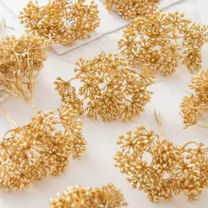 Goldene künstliche Blumenstaubblatt Details für DIY Handgemachter Braut Blumenkranz Zubehör.