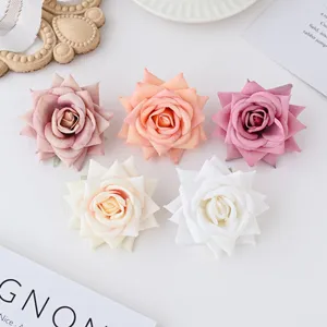 Artificial rose flower heads detailed close-up, premium flannel material, craft DIY decor